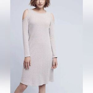 Anthropologie Gray Apres Open-Shoulder Dress By Sol Angeles Size Medium